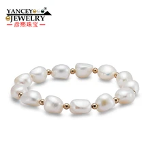 YANCEY естественный белый барокко в форме яркий светильник браслет из пресноводного жемчуга, с 9 к золотом простой модный браслет