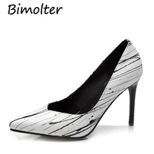 Bimolter Fashion Print Cow Leather Pumps Thin Heels Pointed Toe Shoes Women Spring Summer Dress Wedding Party Leisure shoes C033 Bimolter Fashion Print Cow Leather Pumps Thin Heels Pointed Toe Shoes Women Spring Summer Dress Wedding Party Leisure shoes C033