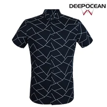 Деловая Повседневная рубашка с геометрическим принтом, приталенная модная мужская рубашка, мерсеризованный хлопок, мужские рубашки, Camisa De Hombre DDX78521S