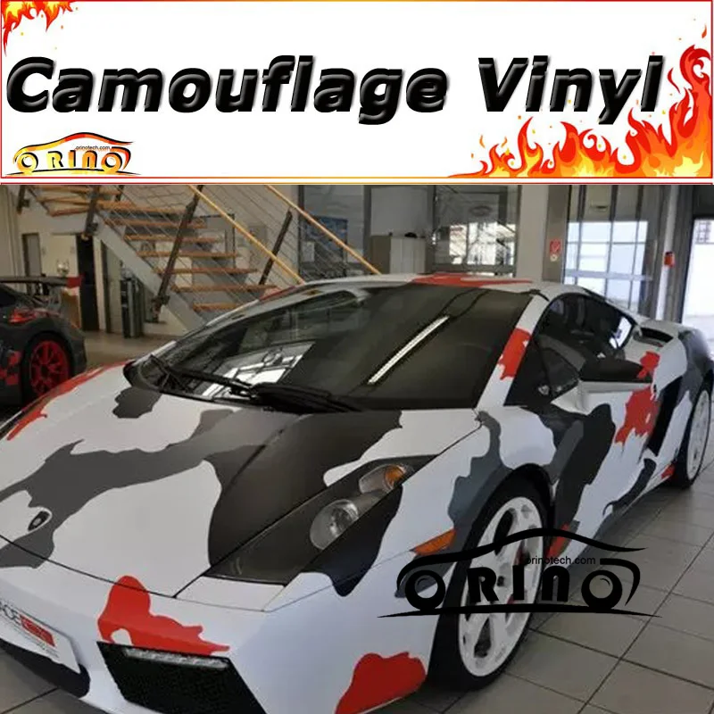 

Black Red Camo Vinyl Film Car Wrap Sticker DIY Styling Wrapping With Air Release Vehicle Car Motors Camouflage Wraps Foil