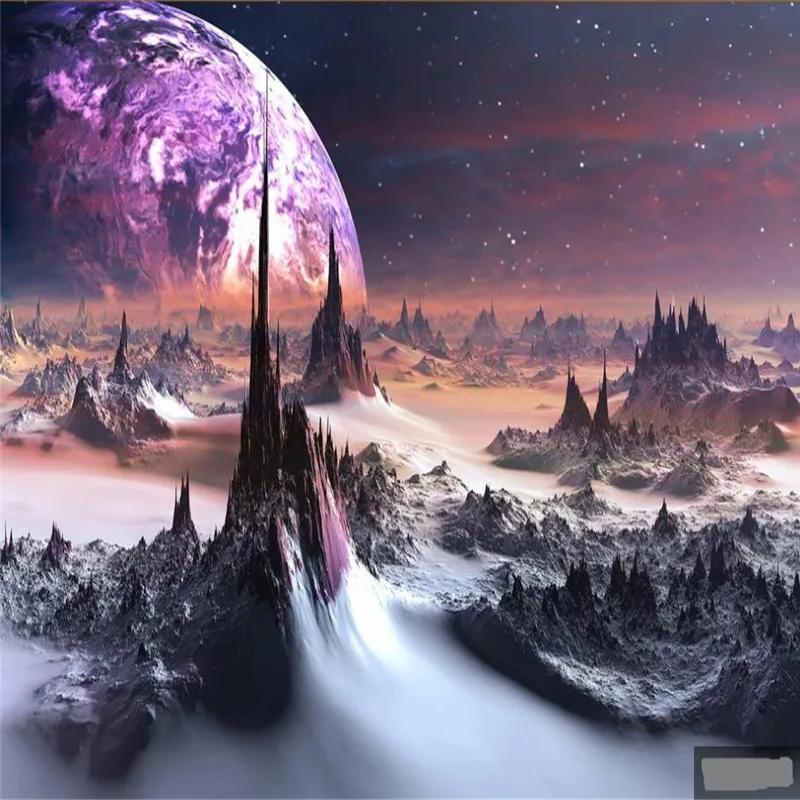 Custom wallpaper fantasy universe starry mountain TV background wall painting decorative waterproof material Custom wallpaper fantasy universe starry mountain TV background wall painting decorative waterproof material