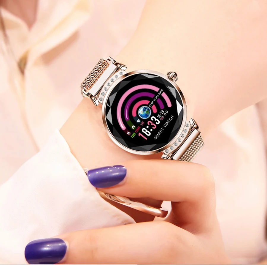 Оригинальные H2 Смарт часы для женщин 3D Алмазный стеклянный браслет пульсометр кровяное давление сна Браслет монитор лучший подарок умные часы