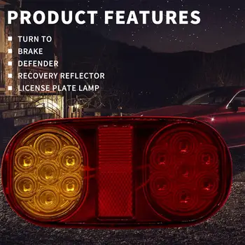 

2pcs/set 12V Car LED Caravan Truck Lights Boat Trailer Lamp Brake Light with License Plate Light