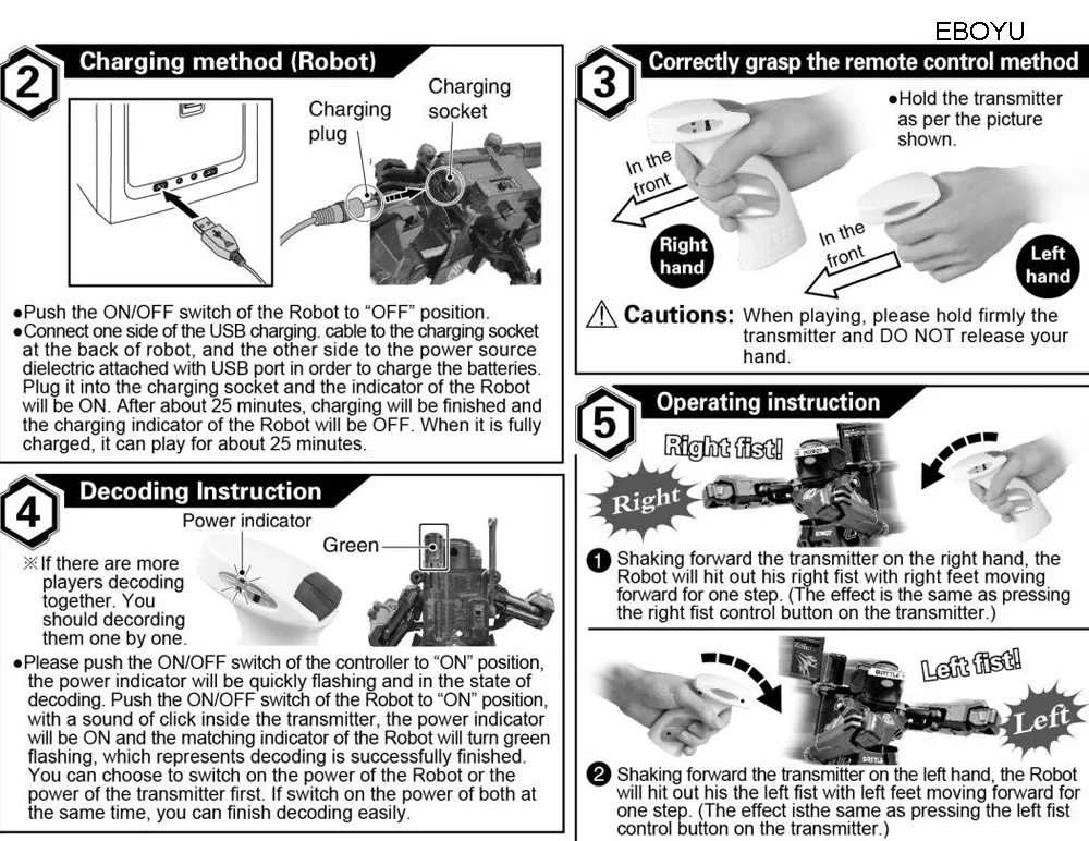 EBOYU RC боевой роботизированное дистанционное управление 2,4 г гуманоид боевой робот с двумя джойстиками управления настоящий боксерский бой опыт подарок