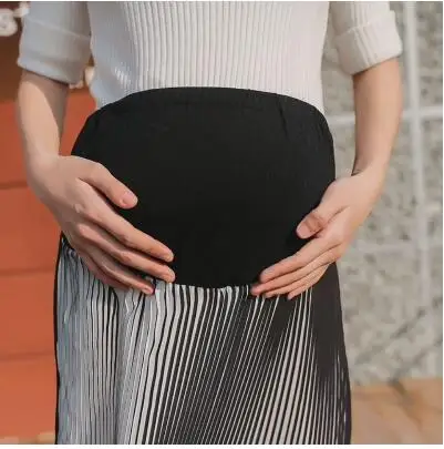 Летняя юбка для беременных женщин с регулируемой талией, длиной до щиколотки, шифоновые юбки для беременных, большие размеры, плиссированные юбки