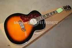 Бесплатная доставка Новинка 2017 Оптовая левша SJ200 Акустическая гитара Vintage Sunburst Акустическая гитара 6 гитарных струн