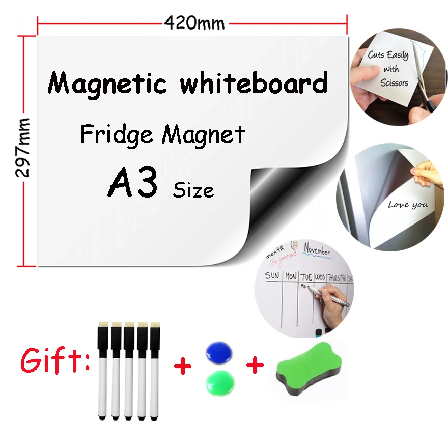 1 шт. A3 Размер магнитная доска мягкий настенный стикер под железо офисные сообщения стираемые дети Рисование доска для сообщений магниты на холодильник