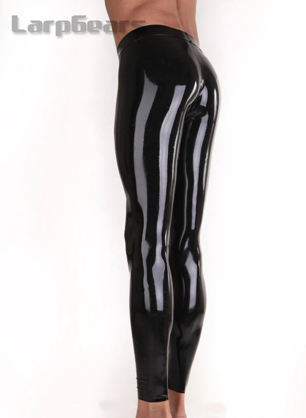 Handmade latex pants with condom leggings rubber pants with penis cock sheath