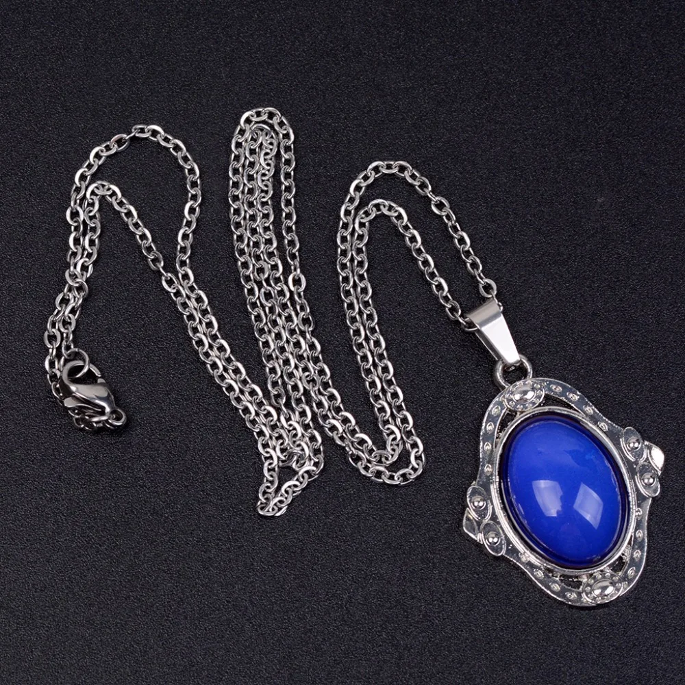 Ожерелья "настроение" Ретро дворцовые эллиптические ювелирные изделия кулон ожерелье контроль температуры изменение цвета ожерелье цепь из нержавеющей стали