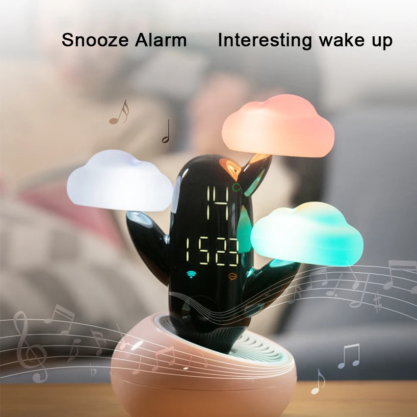 Wake-up remote control intelligent induction alarm clock children's gift creative cloud weather forecast time small night light
