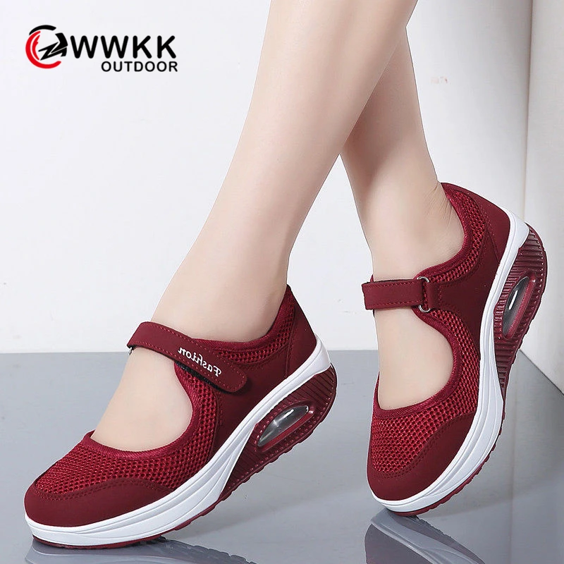 

WWKK Summer Sneakers Women Shoes Breathable Platform Air Sole Leisure Ladies Sport Walking Female Shoes Woman zapatillas mujer