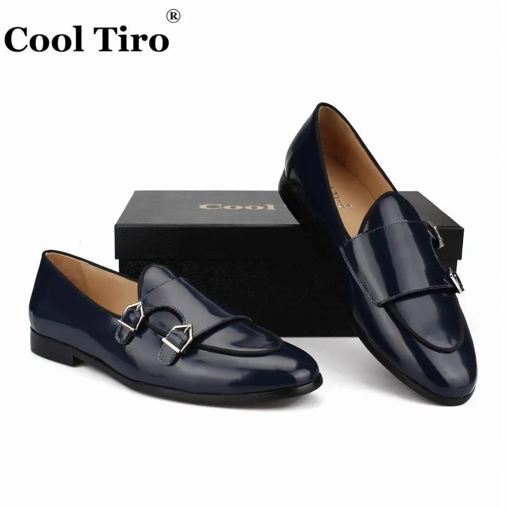 POLISHED LEATHER DOUBLE-MONK LOAFERS Dark blue (7)