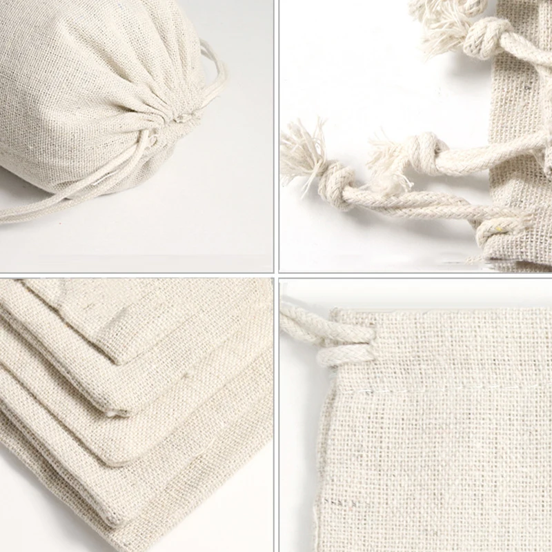 

20/50pcs Small Bag Natural Linen Pouch Drawstring Burlap Jute Sack Jewelry/Gift/flour/millet/Sundries/Travel Bags