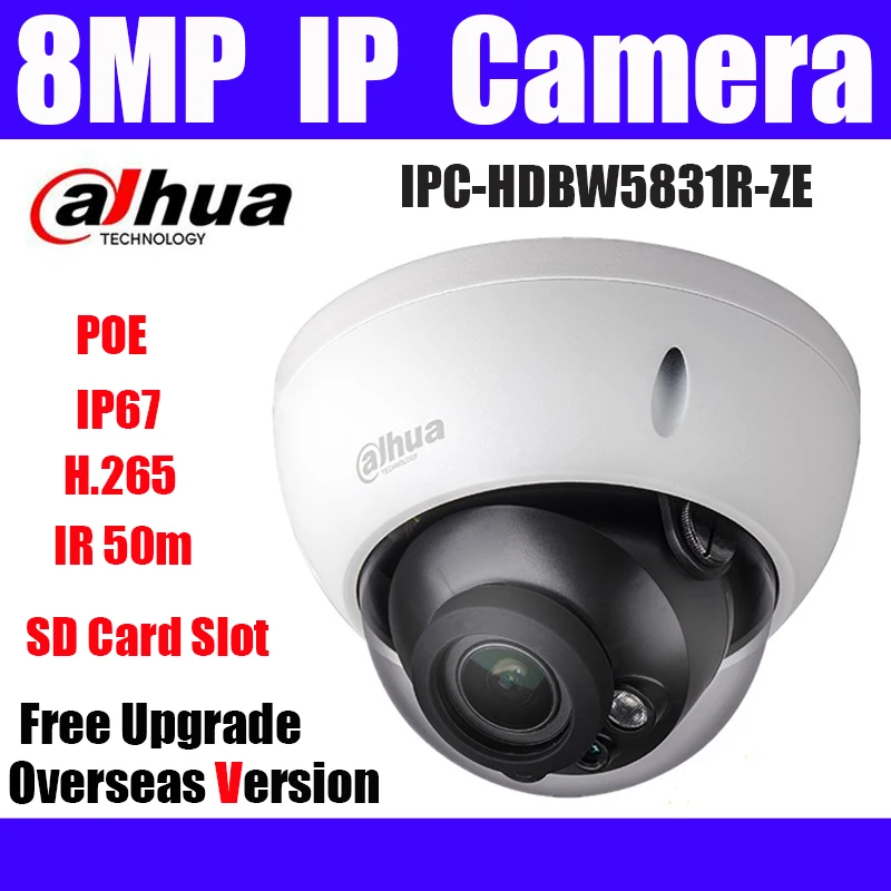 Dahua Genuine IPC-HDBW5831R-ZE 8MP IR Dome Network Camera H.265 POE SD Card slot Replace IPC-HDBW5830R-Z IP | Безопасность и