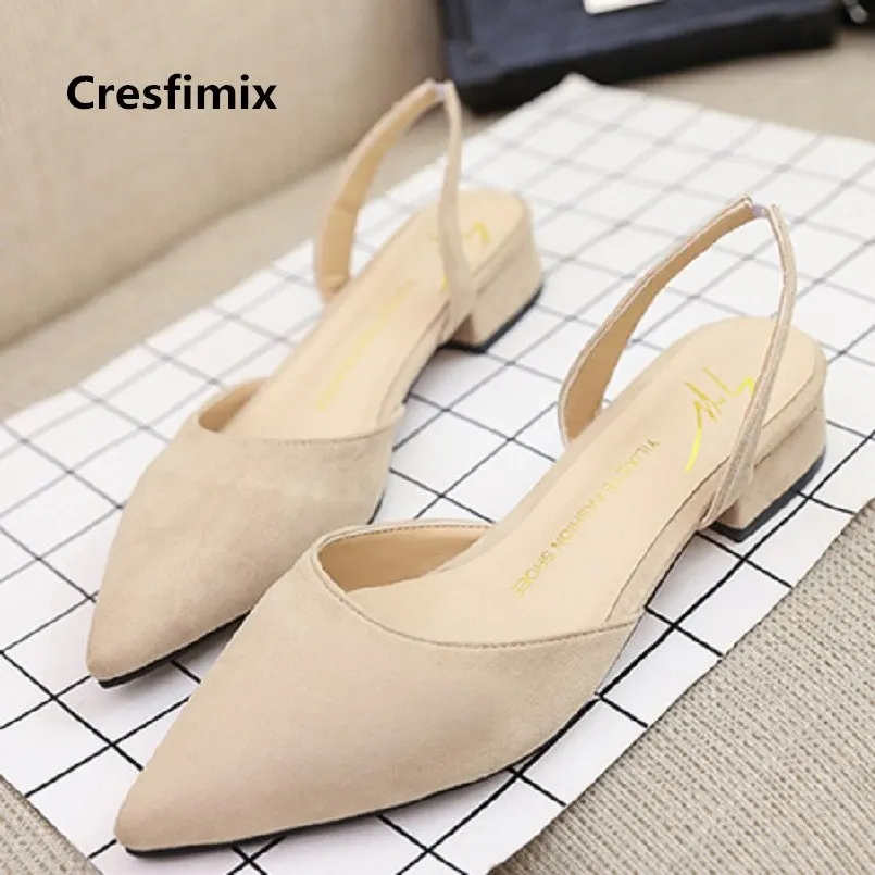 

Cresfimix talons hauts women fashion comfortable pointed toe shoes lady cute sweet beige office low heel shoes zapatos c3111