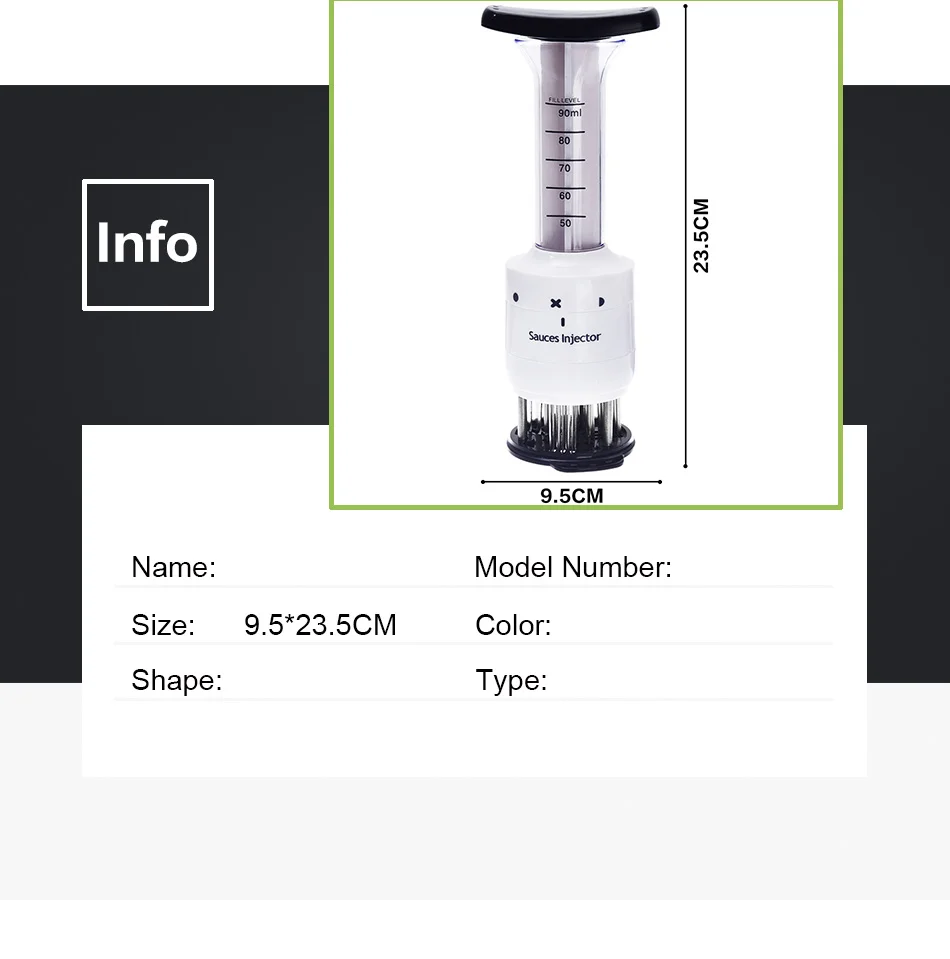 1 шт. Многофункциональный Нержавеющая сталь Мясо Tenderizer игла соус инъекций контейнер с Весы Кухня гаджеты