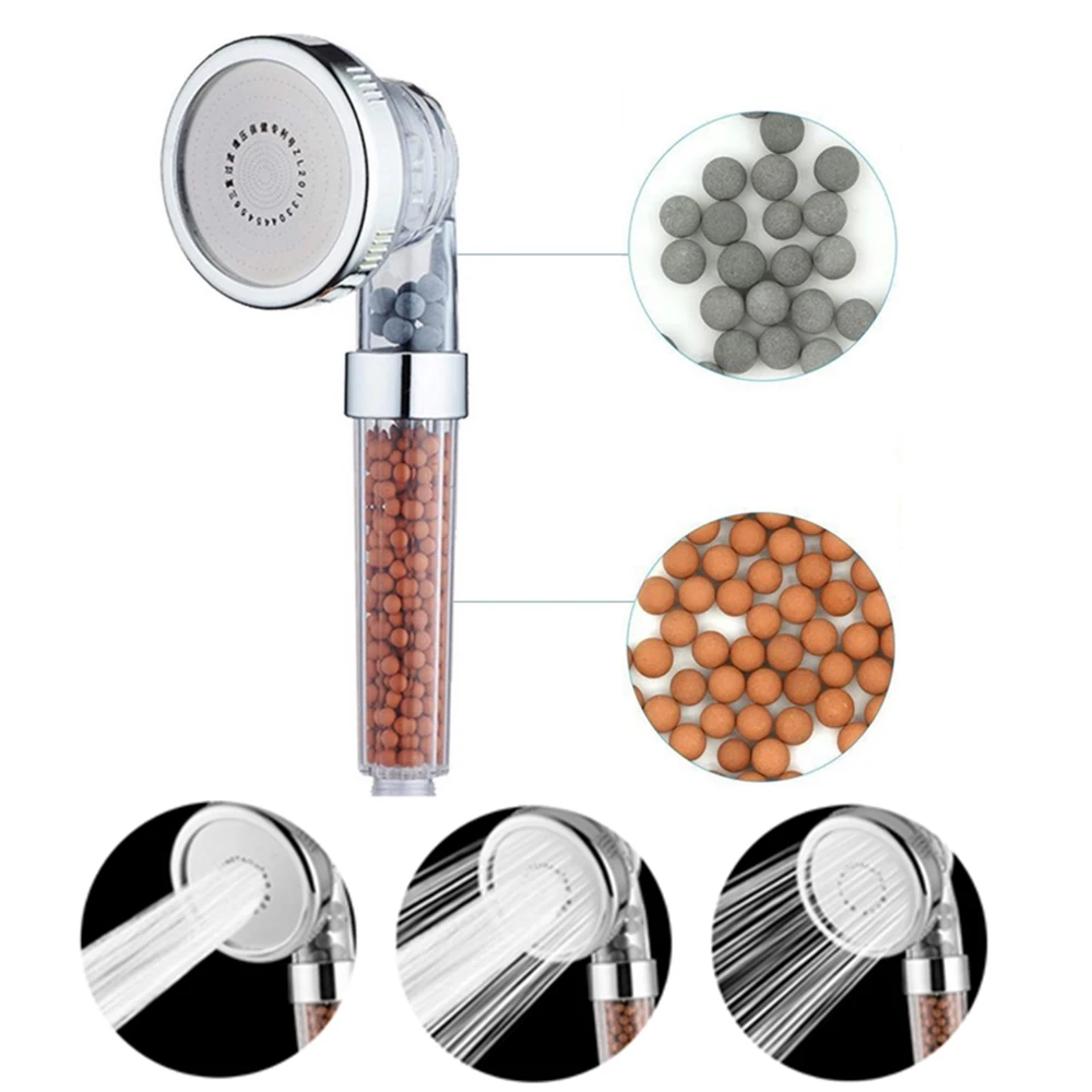 

Adjustable Jetting Shower Head High Pressure Handheld Showerhead with Energy Anion Negative Ions Ceramic Balls Filter SPA Heads