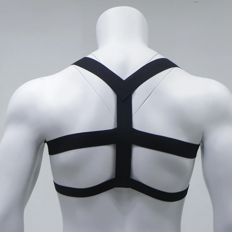 

Men's Harness Bondage Costume Halter Neck Elastic Hollow Out Wide Straps Lingerie Body Chest Night Performance Costume