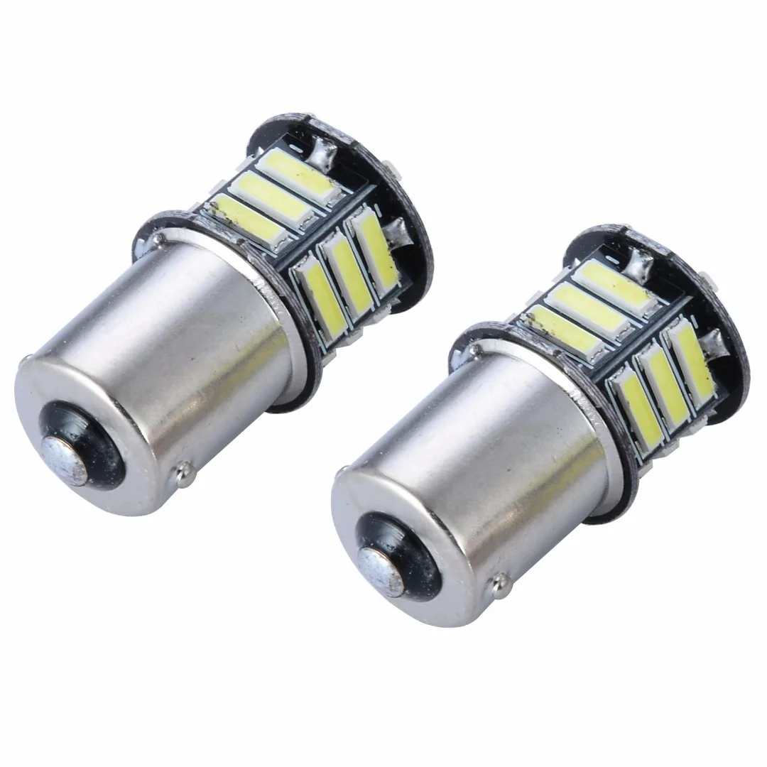 2x White BA15S 1156 Car Backup Light 7020 21 SMD LED Tail Reverse Brake Turn Lamp Bulb Auto Interior Caravan Reading Lights