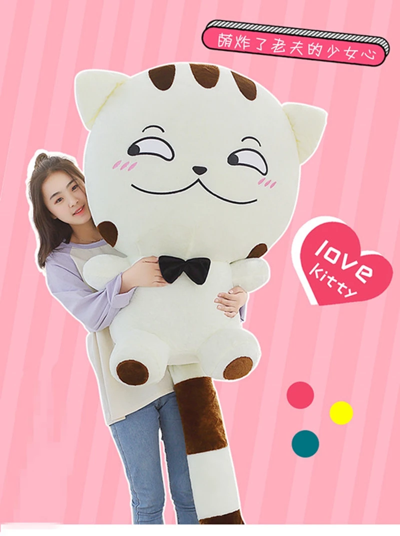 cute big face cat plush toy Korea doll large kawaii fat cats dolls sleeping pillow for girl birthday gift 39inch 100cm DY50305 (18)