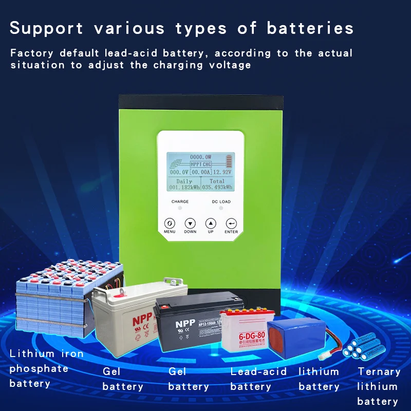 Mppt Солнечный контроллер заряда 60a солнечная панель регулятор 12 в 24 в 48 В ЖК Авто литий-ионный аккумулятор свинцово-кислотный элемент 60А