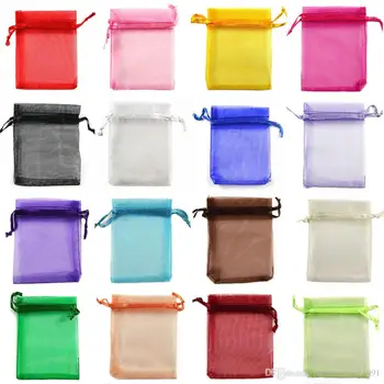 

2017 hot sale new arrive 12 Colours & 9X12cm! Premium ORGANZA Wedding Favour GIFT BAGS Jewellery Pouches