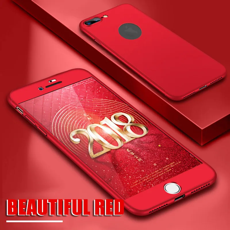 QSEHPO 360 Full Cover Phone Case For iPhone X 8 6 6s 7 PC Protective Cover For iPhone 7 8 Plus 6S 6 S Plus Case Cover With Glass QSEHPO 360 Full Cover Phone Case For iPhone X 8 6 6s 7 PC Protective Cover For iPhone 7 8 Plus 6S 6 S Plus Case Cover With Glass