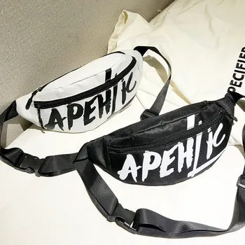 

New Fashion Japanese Trend Wild Waist Packs Hip Hop Style Metal Zipper Waist Bags Adjustable Shoulder Strap Sports Messenger Bag