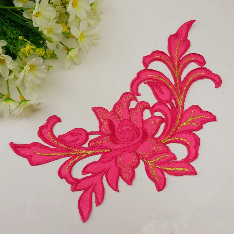 diy Red Peony Flower Venise Lace Collar Applique Patches Neckline Fabric Embroidered For Accessories Arts Crafts Sewing | Дом и сад
