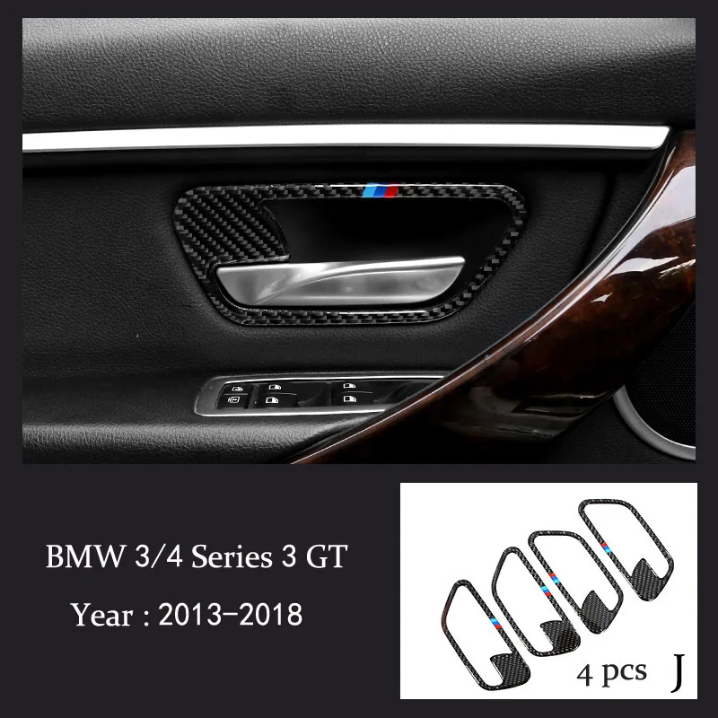 Для BMW 3 4 серии 3GT F30 F31 F32 F34 углеродное волокно Автомобильная накладка на внутреннюю дверную ручку Отделка дверная чаша наклейки аксессуары для автомобиля - Название цвета: Carbon Fiber