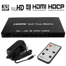 HDMI матрица 4×4 Hdmi разветвитель с разрешением до 4 к * 2 к Поддержка 3D 1080 P с пультом дистанционного управления + адаптер питания