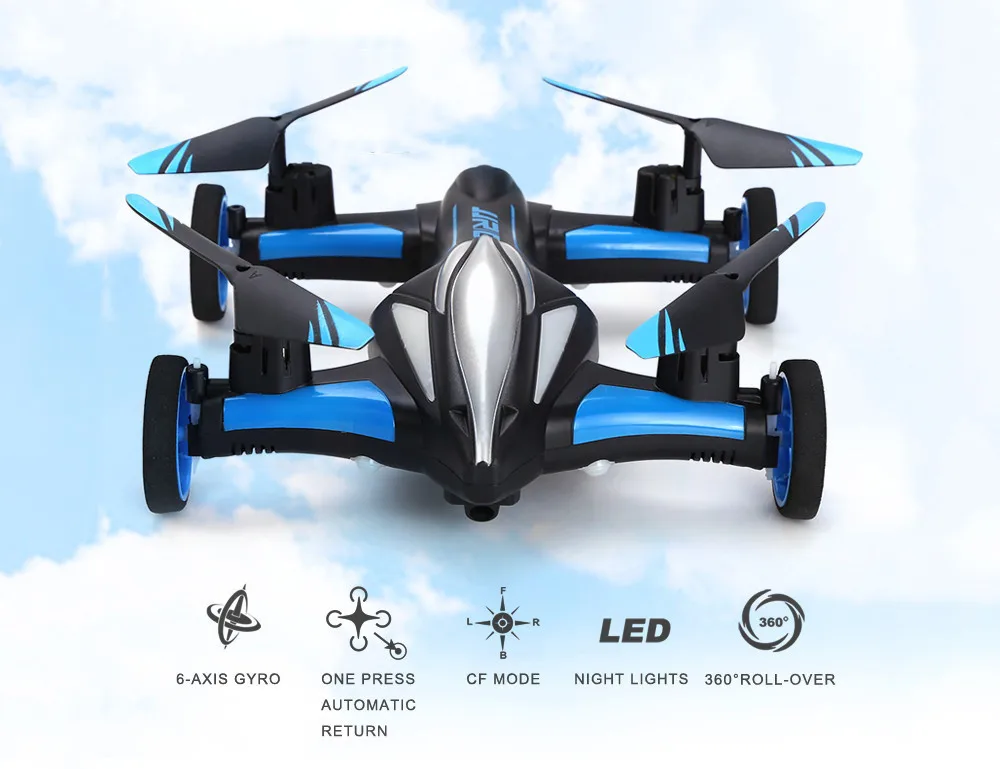 JJRC H23 RC Helicopter 2.4G RC Quadcopter Car Land Sky 2 in 1 UFO RTF Quadcopter 3D Flip One-key Return Headless Mode Drone Dron