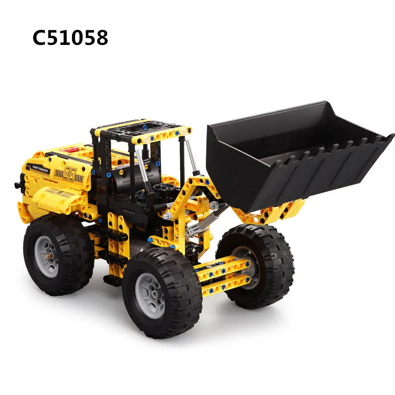 

491pcs Bulldozer Excavator USB RC Remote Control Engineering Technic Vehicle Electric Building Blocks Toys C51058 For Kids Gift