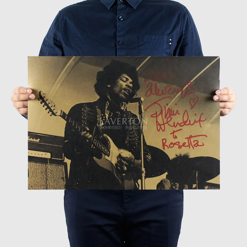 

Free shipping,Jimi Hendrix/MUSIC ROCK BAND/kraft paper/bar poster/Wall stickers/Retro Poster/decorative painting 51x35.5cm