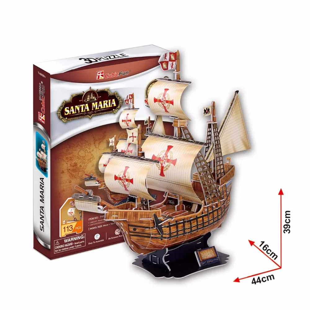 3D деревянная головоломка DIY Модель Детская игрушка, большой пиратский корабль головоломка 3d Строительная модель