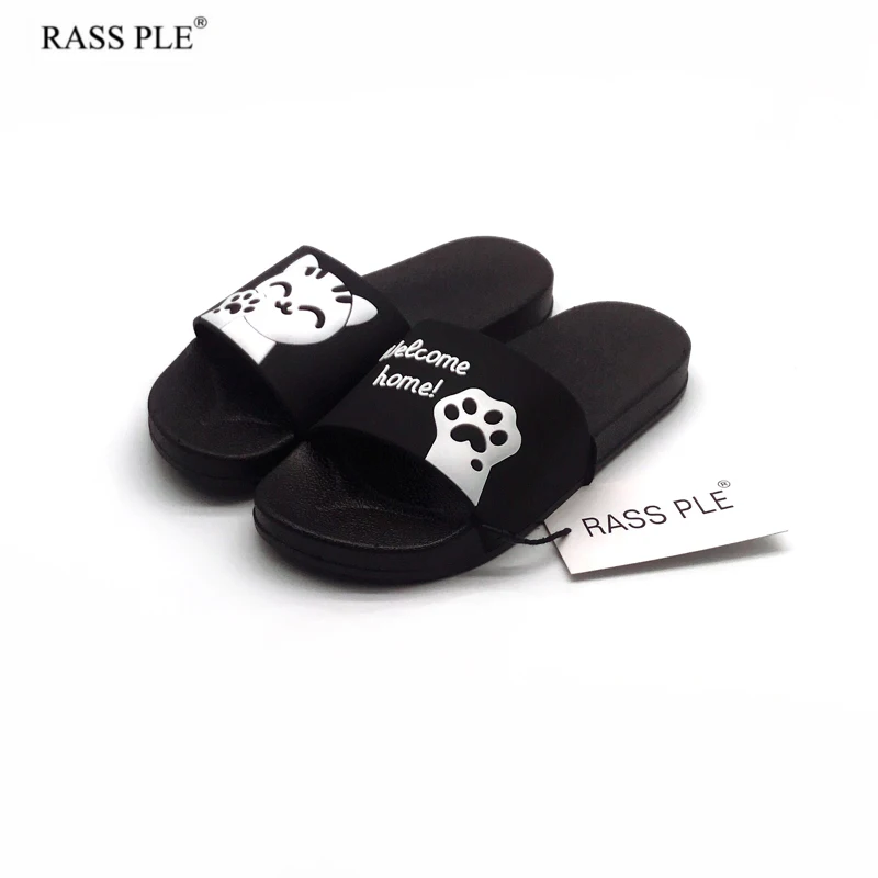 

RASS PLE 2018 New Cute Cat Women Slippers Spring Summer Autumn Shoes Flip Flops Comfortable Non-Slip Breathable Flat Women shoes