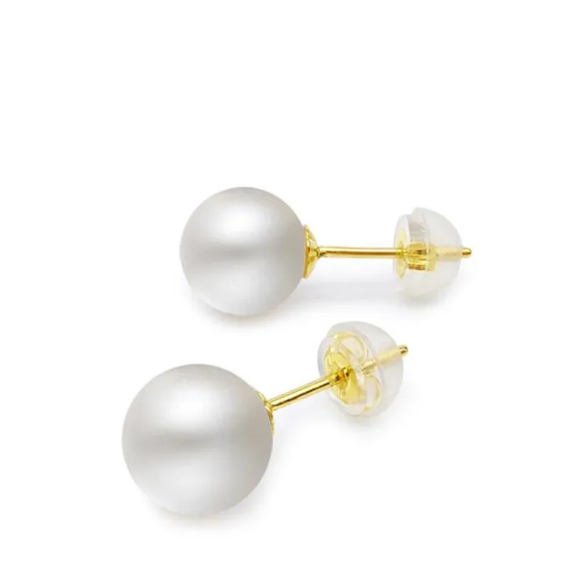 

Real Freshwater Pearl 18K Gold Stud Earrings White Pink Purple Natural Pearls Earrings For Women Size 7.5-8mm 8.5-9mm 9-10mm