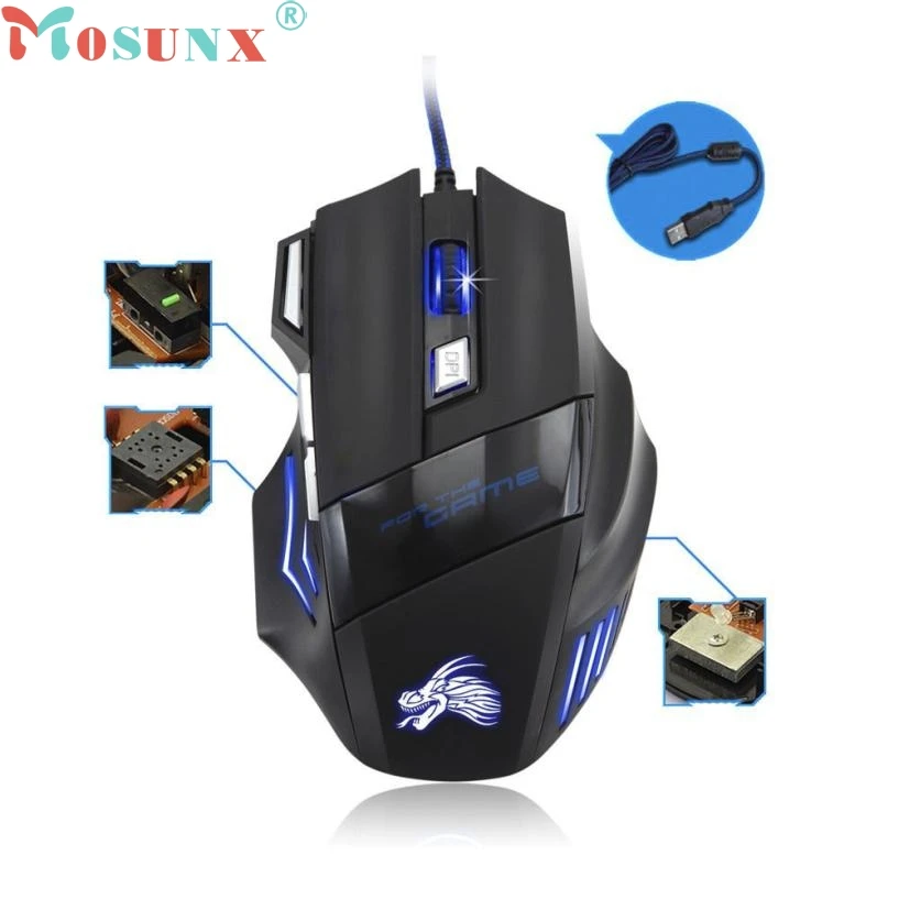 Top Quality Hot Selling Fashion Design 5500 DPI 7 Button LED Optical USB Wired Gaming Mouse Mice For Pro Gamer JUL 11 18Apr12
