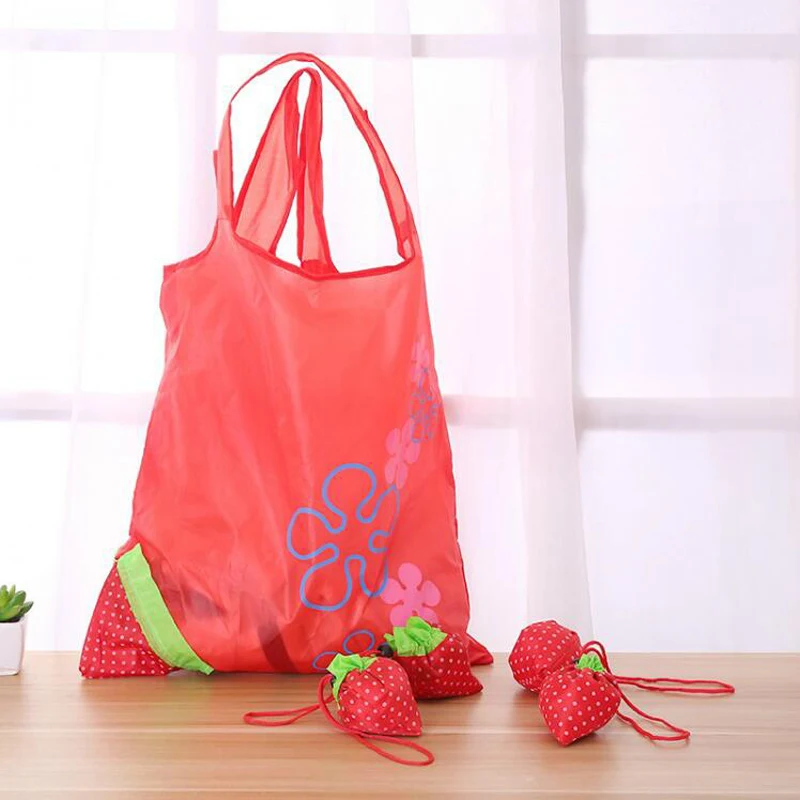 

050 Fashion environmental shopping bag Strawberry Foldable Shopping Bags Reusable Folding Grocery Nylon Large Bag 38*53cm