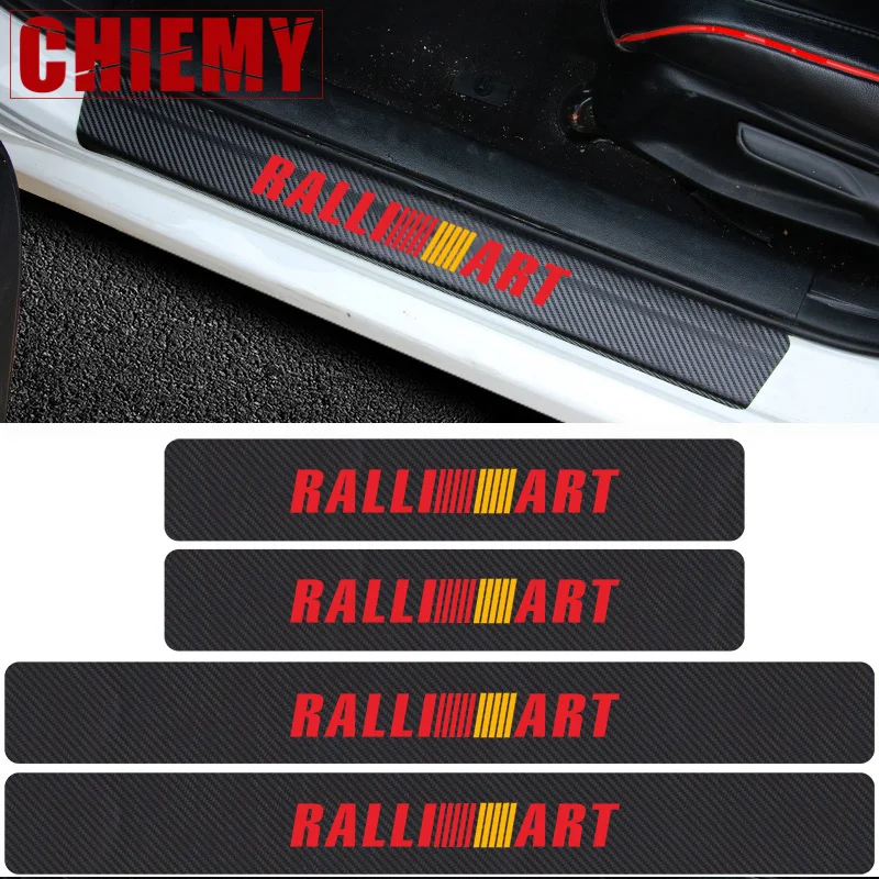 

Car Styling 4Pcs/set RALLI ART Car Carbon Fiber Door Sill Protector Sticker For mitsubishi lancer asx outlander pajero galant