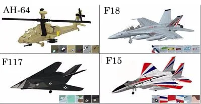 

4PCS/Set 4D Plastic Assembled Airplane 1:144 Modern Aircraft F18 F14 F117 Apache Puzzle Assembling Military Fighter Toys
