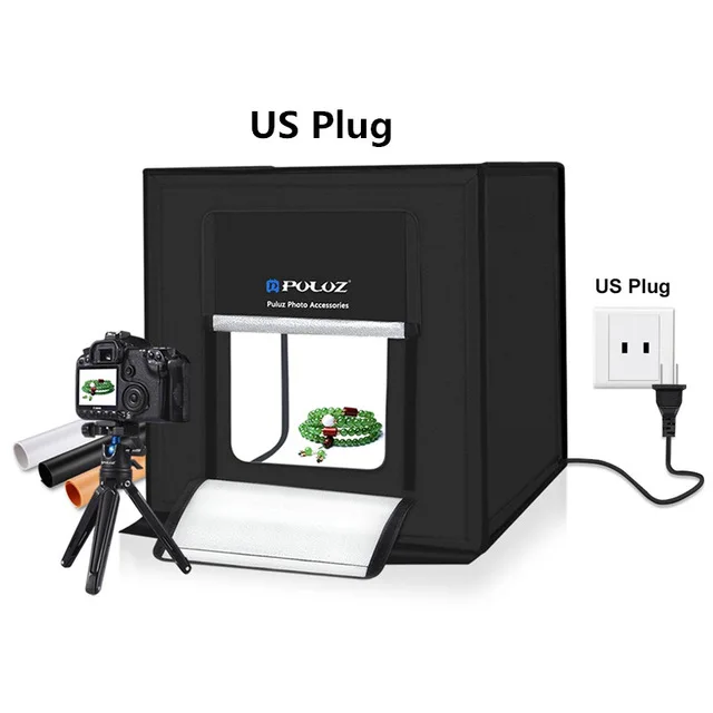 Фотография СВЕТОДИОДНЫЙ световой короб фотостудия коробка люсис привело свет мягкая коробка освещение студия съёмка палатка комплект Студия фото лайтрум - Цвет: US Plug