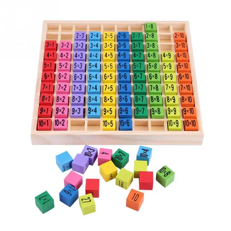 Новое образование деревянная игрушка набор безопасности математика развивающие деревянные игрушки 10*10 таблица умножения Дети Детские Блоки Puzzle
