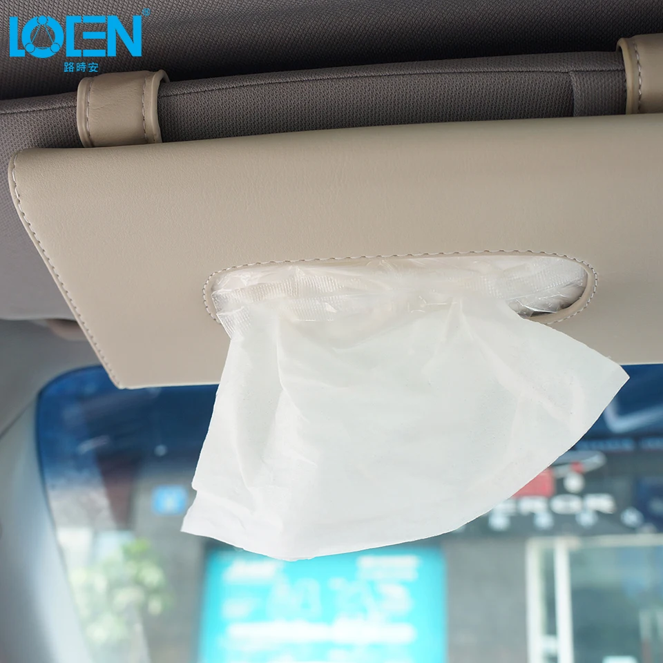 

Universal PU leather Car Sun Visor Tissue Box Slide Cover Paper Napkin Holder Cover Clip Auto Interior Decoration Accessories