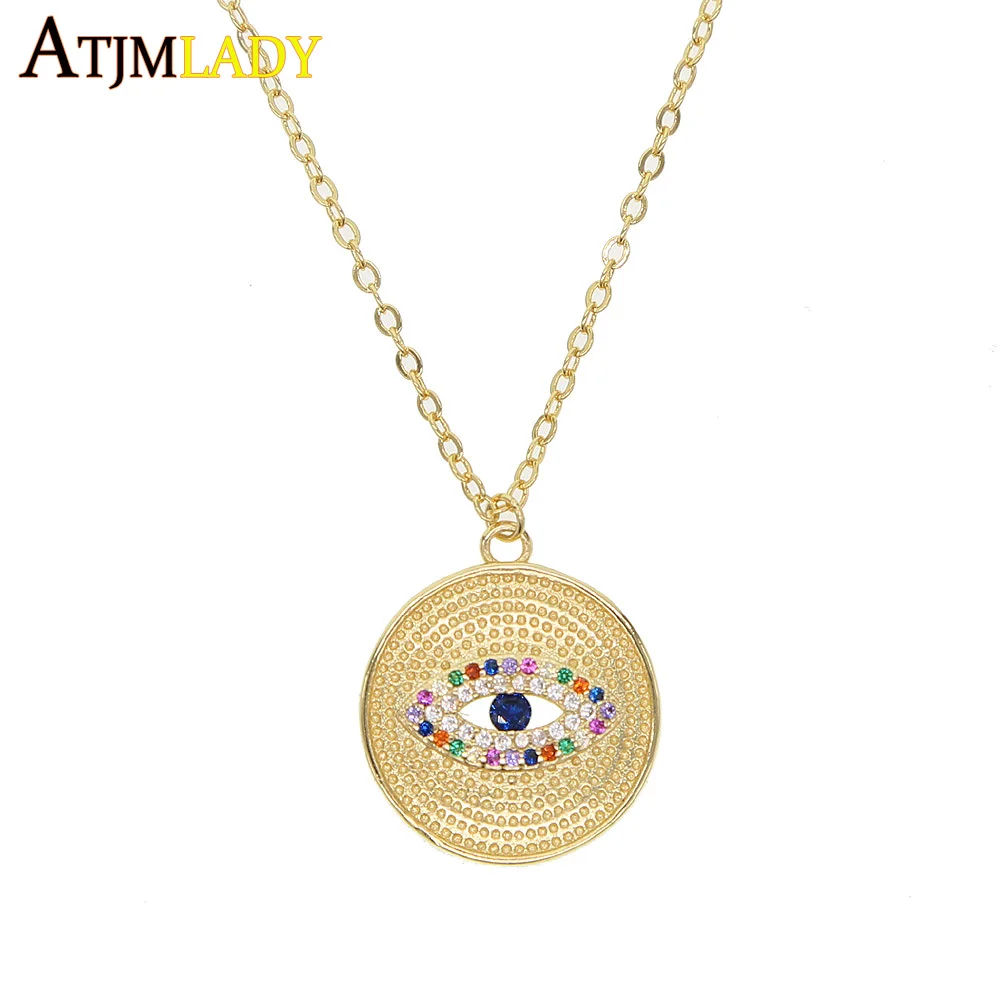 luxury AAA sparking cubic zirconia bohemia boho turkish evil eye coin