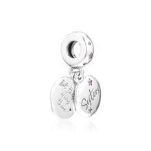 Подходит для Pandora Подвески Браслеты Forever Sisters Висячие бусины Серебро 925 пробы-ювелирные изделия