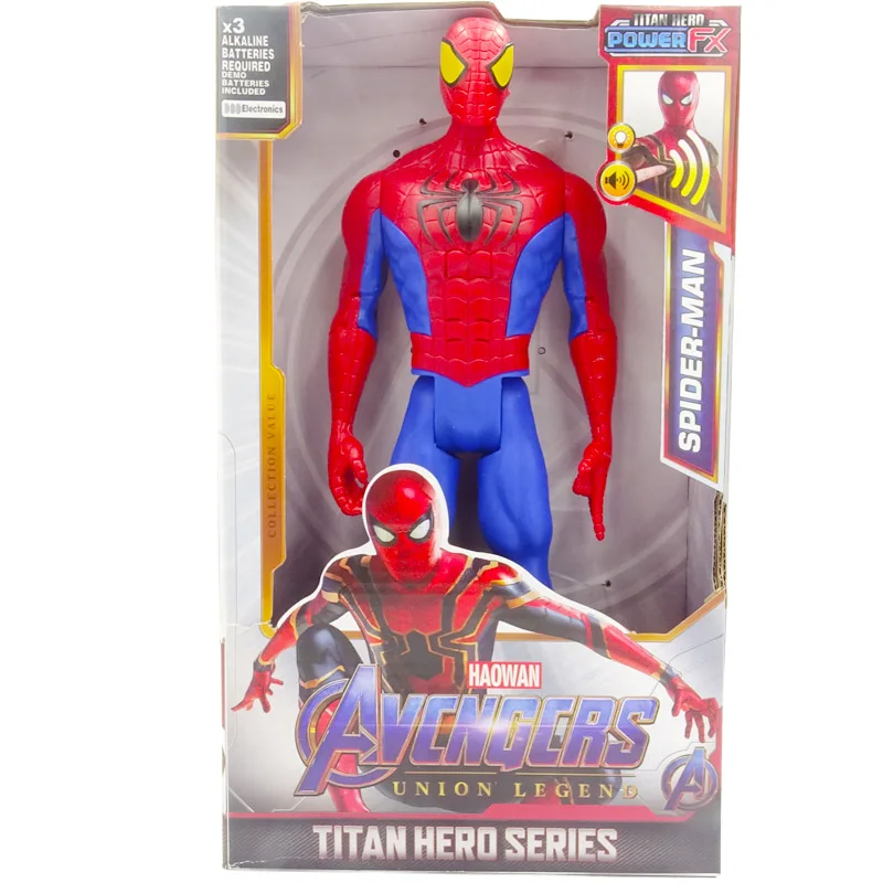 30 см Marvel Мстители Веном Бэтмен Супермен флэш танос Халк Росомаха Черная пантера Человек-паук фигурка куклы игрушки для детей - Color: Spider-man with box