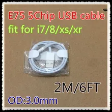 50 шт./партия высококачественный плетёный сетчатый чип 2 м/6 футов E75 OD: 3,0 мм Кабель зарядного устройства USB для передачи данных подходит для 7 плюс с розничной коробкой, DHL бесплатно