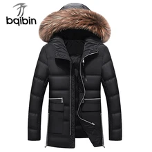 Новая зимняя куртка мужская брендовая Повседневная Толстая теплая Мужская s пальто стеганая парка с меховым капюшоном длинное пальто одежда мужская M-3XL