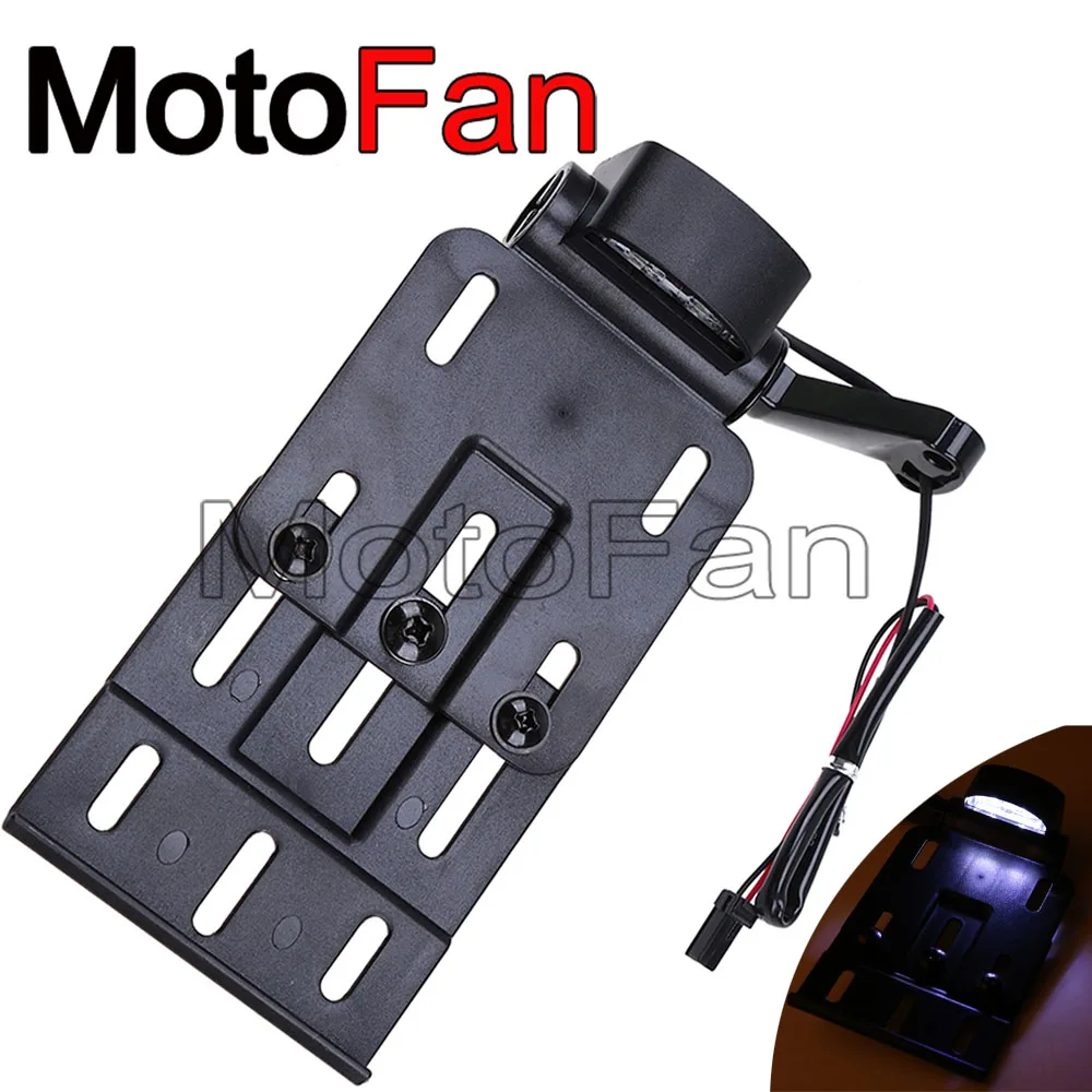Custom Motorcycle LED Light License Plate Bracket Frame For Harley